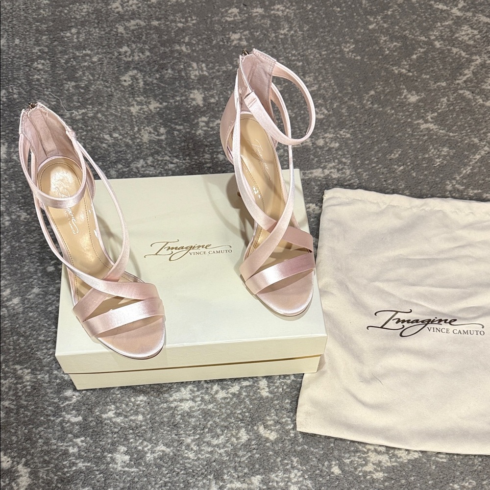 Vince Camuto Blush Satin Strappy Heels